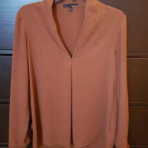 Ro & De Brown V-Neck Blouse - EUC